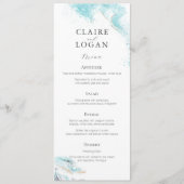 Spattende Blauwe Golven Kust Bruiloft Menu (Voorkant)