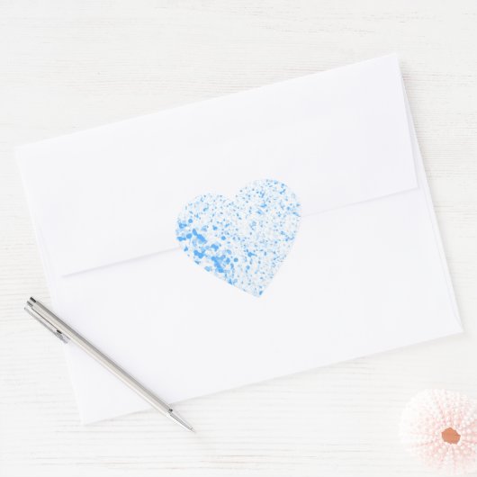 Spattextuur - Blauw Hart Sticker (Envelop)