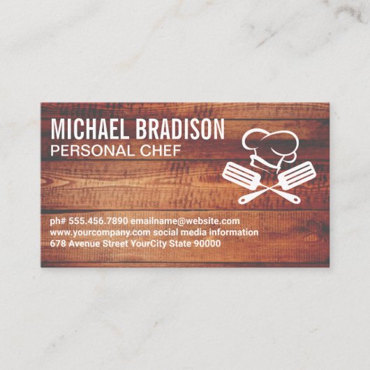 Spatula Chef Pet Logo | Hout Visitekaartje (Voorkant)