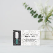 Spatula | Goudwitte marmer | Zwarte marmer Visitekaartje (Staand voorkant)