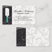 Spatula | Goudwitte marmer | Zwarte marmer Visitekaartje (Voorkant / Achterkant)