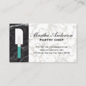 Spatula | Goudwitte marmer | Zwarte marmer Visitekaartje (Voorkant)