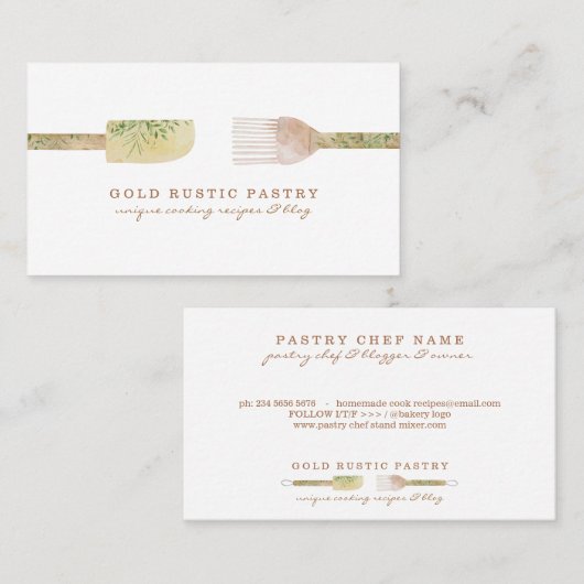 Spatula van gebak Rustige eucalyptusleaf Visitekaartje (Voorkant / Achterkant)