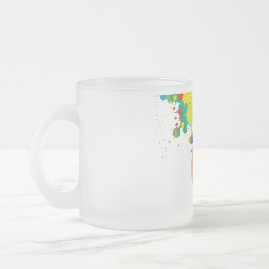 spatverf, penseel matglas koffiemok (Links)