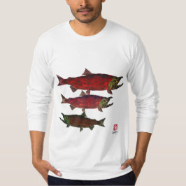 Spawning Salmon (voor en achter) - T-shirt met lan