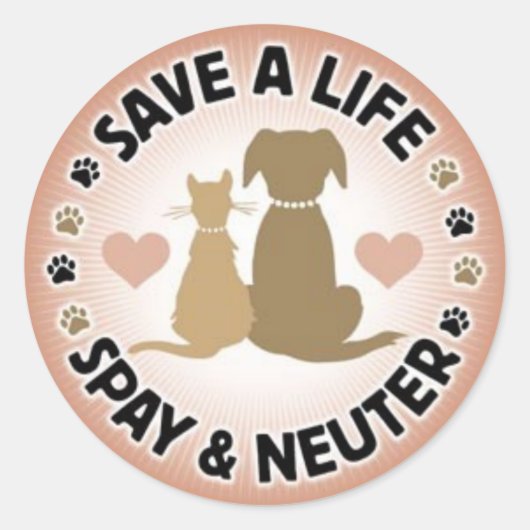 spay and neuter your pets ronde sticker (Voorkant)