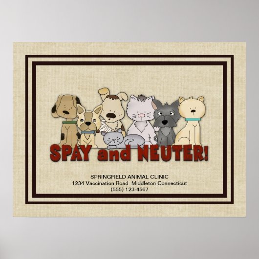 Spay en Neuter Uw Geesten Adverteren Aangepast Poster (Voorkant)