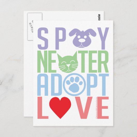 Spay Neuter Adopt Love 2 Briefkaart (Voorkant / Achterkant)