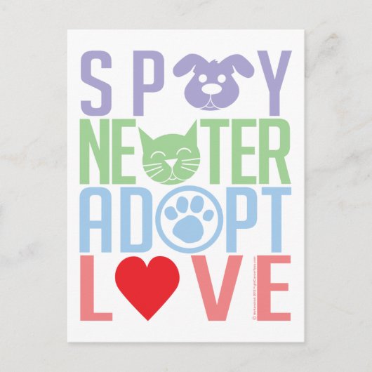 Spay Neuter Adopt Love 2 Briefkaart (Voorkant)