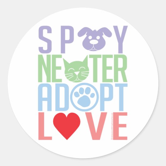 Spay Neuter Adopt Love 2 Ronde Sticker (Voorkant)