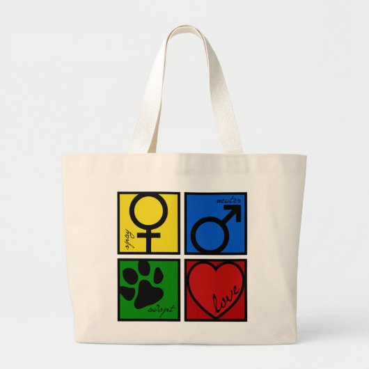 Spay-Neuter-Adopt-Love Grote Tote Bag (Voorkant)