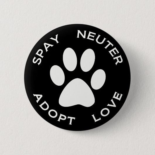 Spay Neuter Adopt Love Ronde Button 5,7 Cm (Voorkant)