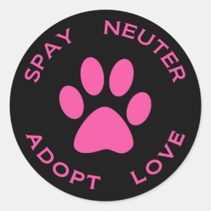 Spay Neuter Adopt Love Ronde Sticker