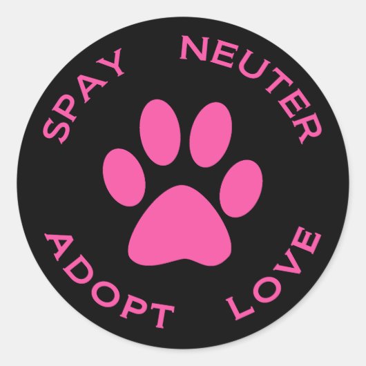 Spay Neuter Adopt Love Ronde Sticker (Voorkant)