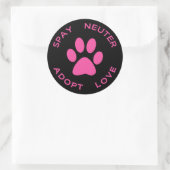 Spay Neuter Adopt Love Ronde Sticker (Tas)