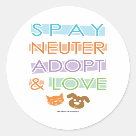 Spay Neuter Adopt Love Ronde Sticker (Voorkant)