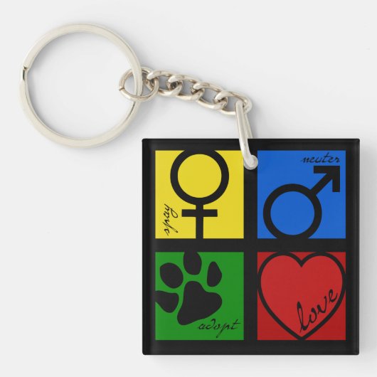 Spay-Neuter-Adopt-Love Sleutelhanger (Voorkant)