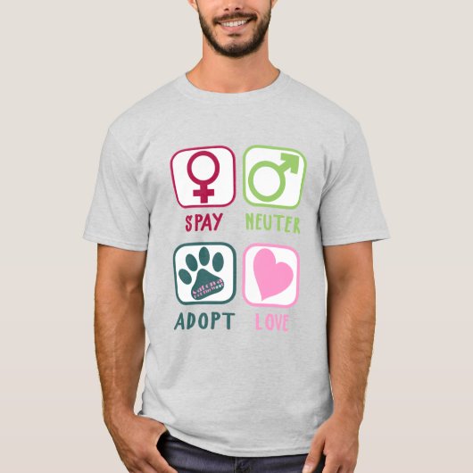 Spay Neuter Adopt Love T-shirt (Voorkant)