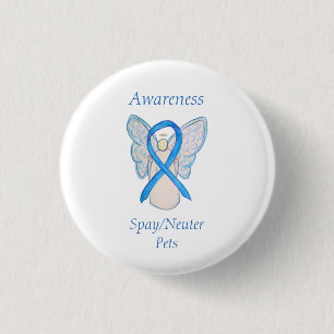Spay/Neuter Pets Awareness Angel Ribbon Art Pin Ronde Button 3,2 Cm