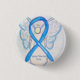 Spay/Neuter Pets Awareness Angel Ribbon Art Pin Ronde Button 3,2 Cm