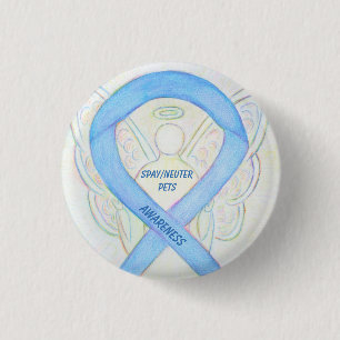 Spay/Neuter Pets Awareness Angel Ribbon Art Pin Ronde Button 3,2 Cm