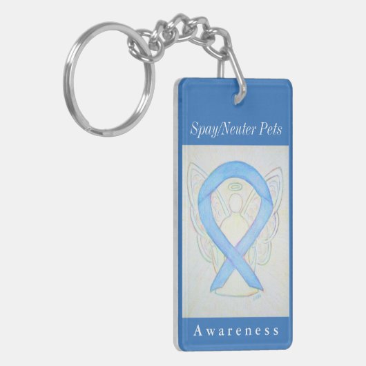 Spay/Neuter Pets Awareness Ribbon Angel Sleutelhan Sleutelhanger (Voorkant Links)