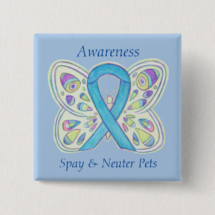 Spay/Neuter Pets Awareness Ribbon Butterfly Pin Vierkante Button 5,1 Cm
