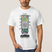 Speak(er) je geest motto (kleurrijke cyclops robot t-shirt (Voorkant)