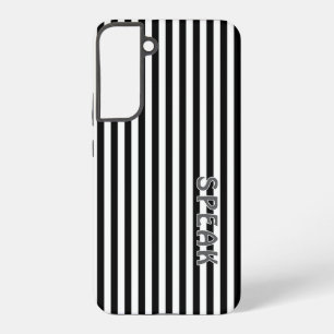 Speak Logo Zwarte Witte Strepen Samsung Phonehoes Galaxy Hoesje