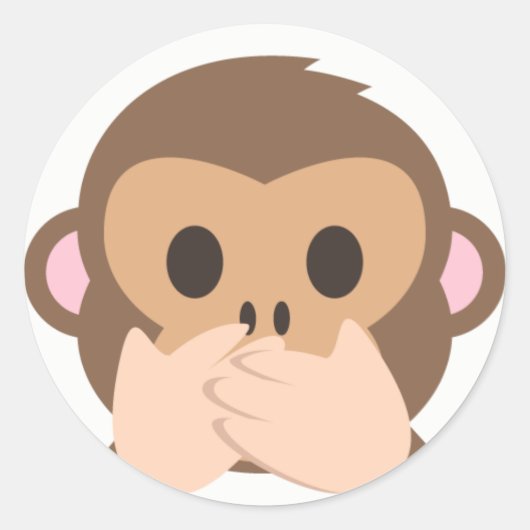 Speak-No-Evil Monkey Emoji Ronde Sticker (Voorkant)