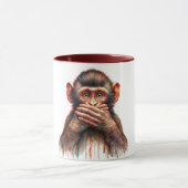 Speak No Evil Monkey Watercolor Art Mok (Midden)