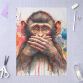 Speak No Evil Monkey Watercolor Art Tissuepapier (Craft)