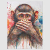 Speak No Evil Monkey Watercolor Art Tissuepapier (Voorkant)