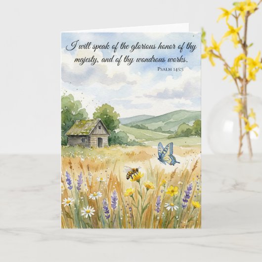 Speak of God's Glorious Works! Psalm 145:5 Kaart (Gele Bloem)