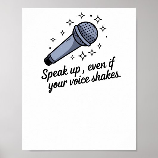 Speak Up - Motivatie microfoon Sticker Poster (Voorkant)