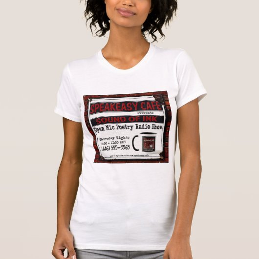SpeakEasy cafe "Gebruik uw woorden" Logo T-shirt (Voorkant)