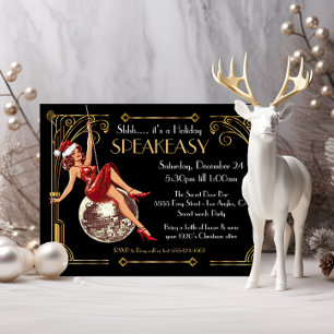 Speakeasy Christmas Great Gatsby Art Deco Party Kaart