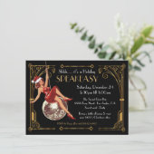 Speakeasy Christmas Great Gatsby Art Deco Party Kaart (Staand voorkant)