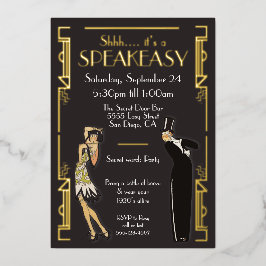 Speakeasy Flapper Feest Folie Uitnodiging