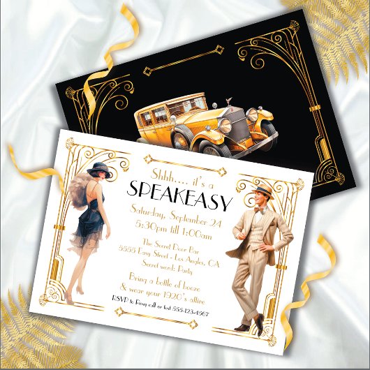 Speakeasy Flapper Grote Gatsby Art Deco Party Kaart