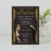 Speakeasy Flapper Party Folie Uitnodiging (Staand Voorkant)