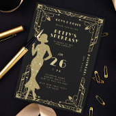 Speakeasy Flapper Roaring 20s Gatsby Gold Verjaard Kaart