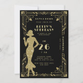 Speakeasy Flapper Roaring 20s Gatsby Gold Verjaard Kaart (Voorkant)