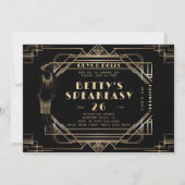 Speakeasy Flapper Roaring 20s Gold Gatsby Verjaard Kaart (Voorkant)