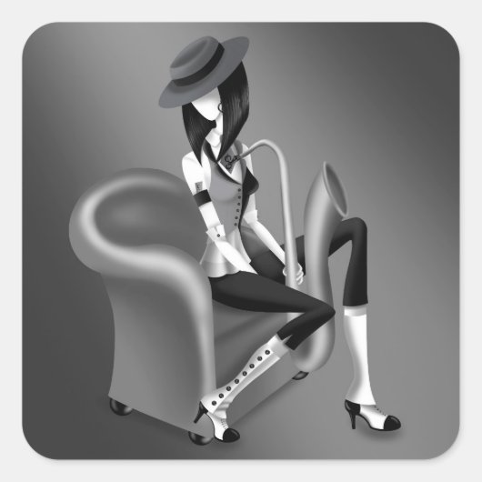 "Speakeasy" – Jazz-geïnspireerd Vierkante Sticker (Voorkant)