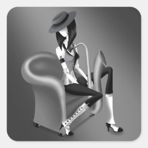 "Speakeasy" – Jazz-geïnspireerd Vierkante Sticker