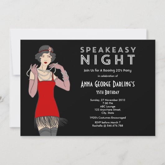 Speakeasy Nachtparty Roaring 20's Kaart (Voorkant)