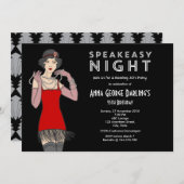 Speakeasy Nachtparty Roaring 20's Kaart (Voorkant / Achterkant)