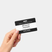 Speaker Name Badge QR Black White Logo ID Event (Handheld)