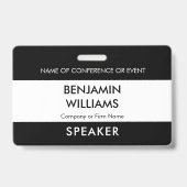 Speaker Name Badge QR Black White Logo ID Event (Voorzijde)